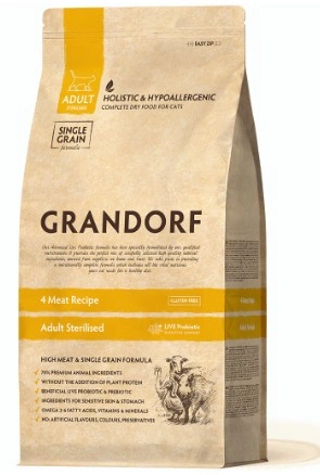 Корм Grandorf Holistic & Hypoallergenic для стерилизованных кошек с четырьмя видами мяса 400 г фото 2