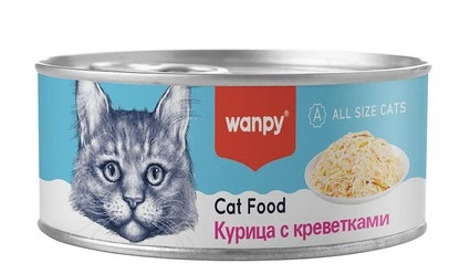Wanpy Cat Консервы для кошек с курицей и креветками 95 г фото 2