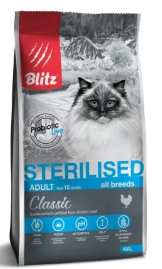 Корм Blitz Classic для кошек c курицей 400 г фото 1