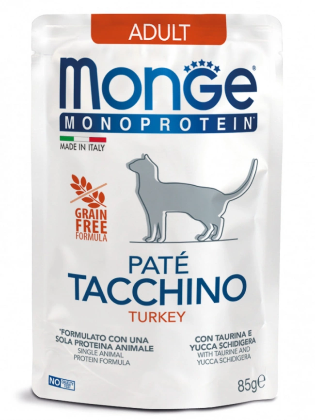 Корм Monge Cat Monoprotein для кошек паштет с индейкой 85 г фото 2