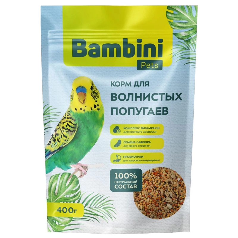 Корм Bambini Pets для волнистых попугайчиков, 400 г фото 1