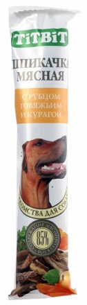 Лакомство для собак Titbit Шпикачка с говяжьим рубцом и курагой 50 г фото 1