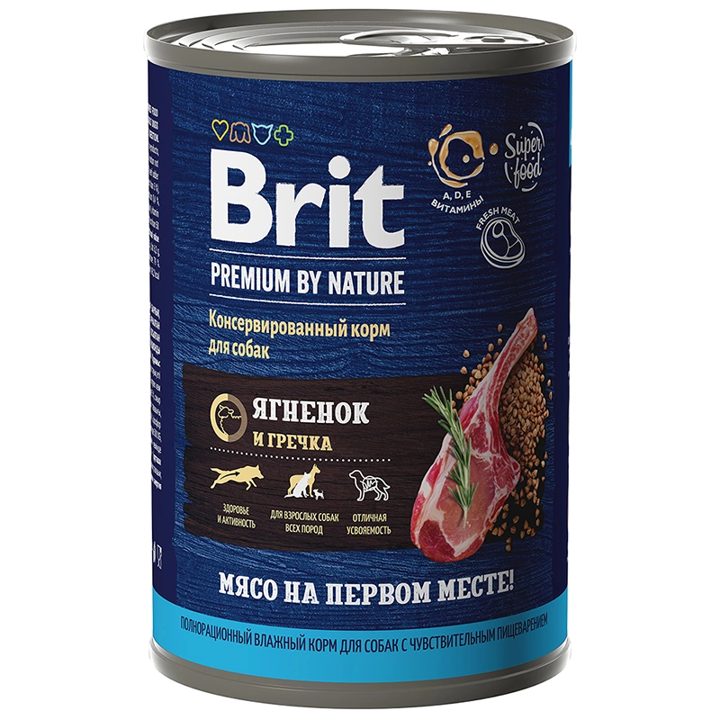 Корм Brit by Nature для собак с ягненком и гречкой 410 г фото 1
