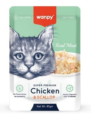 Wanpy Cat Паучи для кошек с курицей и гребешком 85 г фото 2