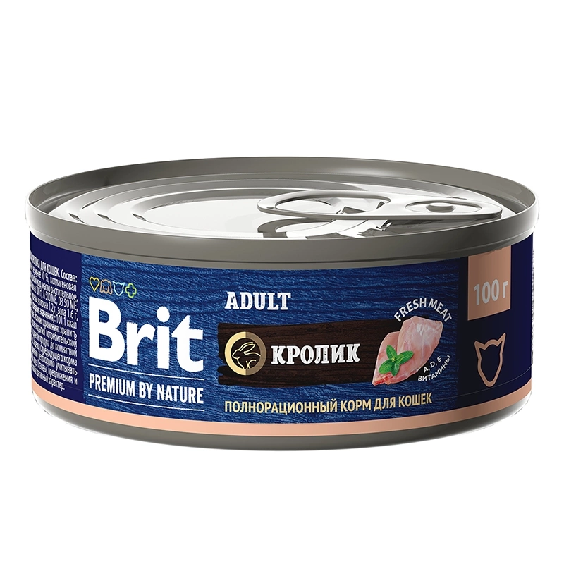 Корм Brit Premium by Nature для кошек с кроликом, 100 г фото 1