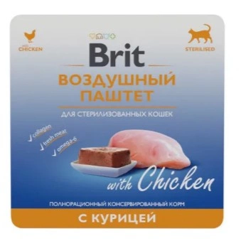Корм Brit Premium Воздушный паштет для стерилизованных кошек с курицей, 100 г фото 1