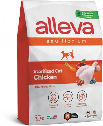 Корм Alleva Equilibrium Cat Sterilized для стерилизованных кошек с курицей 1.5 кг фото 2