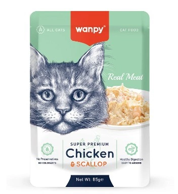 Wanpy Cat Паучи для кошек с курицей и гребешком 85 г фото 1