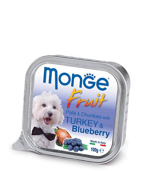 Корм Monge Dog Fruit для собак с индейкой и черникой 100 г фото 1