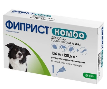 Капли KRKA Фиприст Комбо для собак от клещей, блох, вшей и власоедов, 10-20 кг  фото 2