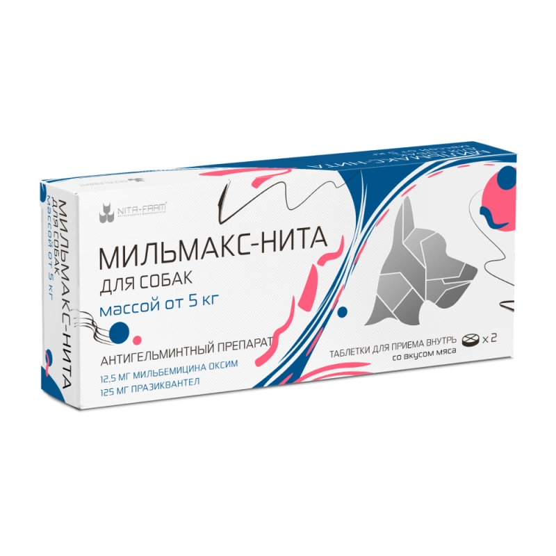 Таблетки Nita-Farm Мильмакс-нита для собак от 5 кг, 2 табл фото 1