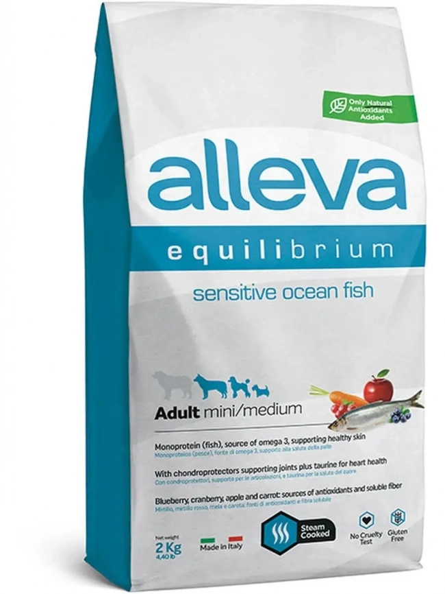 Корм Alleva Equilibrium Sensitive для собак мелких и средних пород с рыбой 2 кг фото 1