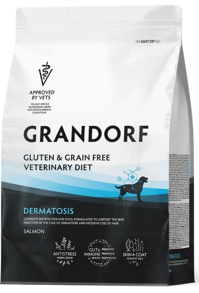 Корм Grandorf Dermatosis для собак при дерматозах и выпадении шерсти с лососем 1 кг фото 1