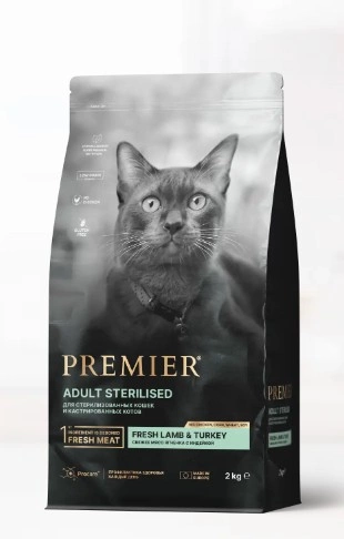 Корм Premier для стерилизованных кошек, ягненок с индейкой 2 кг фото 1