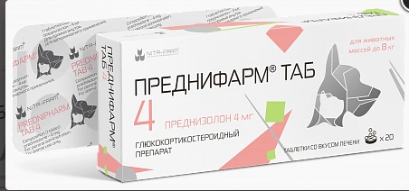 Таблетки Nita-Farm Преднифарм для кошек и собак 4 мг, 20 табл фото 1