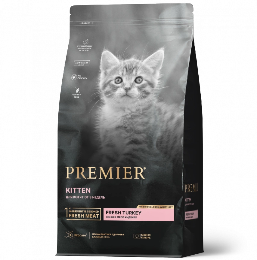 Корм Premier для котят, кормящих и беременных кошек с индейкой 2 кг фото 1