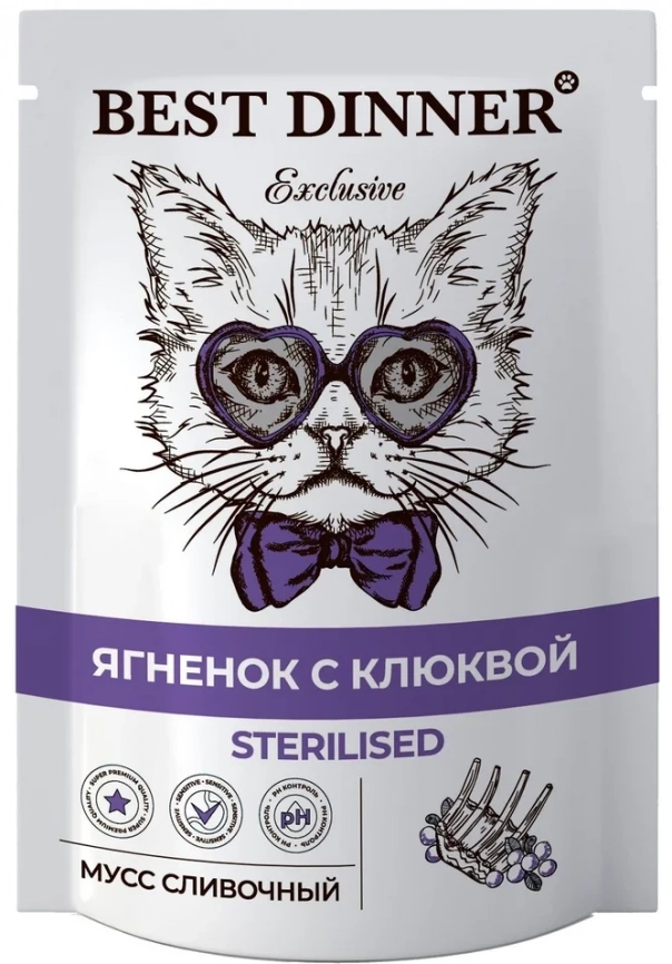Корм Best Dinner Sterilised для стерилизованных кошек ягненок с клюквой 85 г фото 1