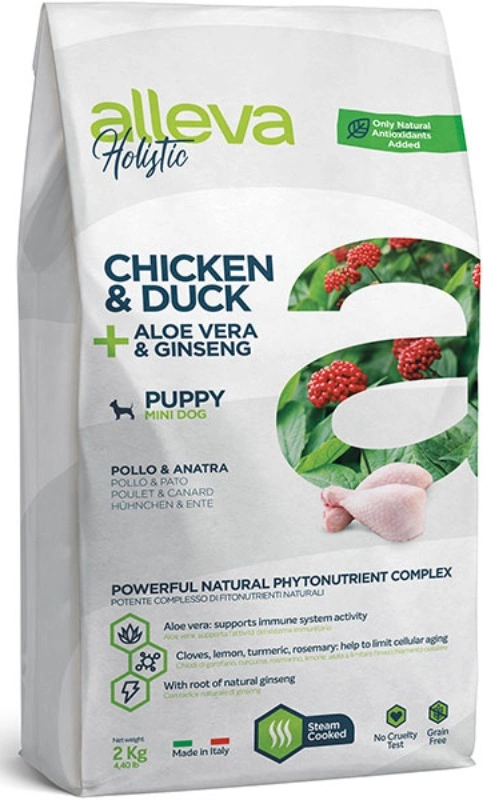 Корм Alleva Holistic для мелких собак с курицей, уткой, алоэ вера и женщенем 2 кг фото 1