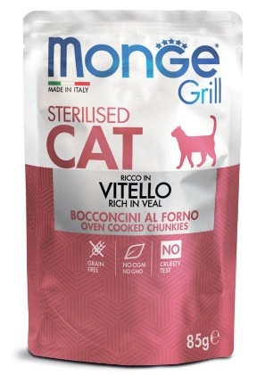 Консервы Monge Cat Grill Pouch для стерилизованных кошек с итальянской телятиной 85 г фото 1