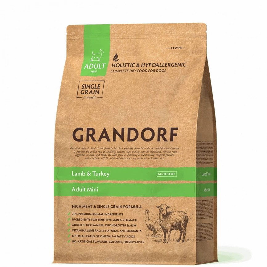 Корм Grandorf Holistic & Hypoallergenic Adult для собак мелких пород ягненок с индейкой, 3 кг фото 2