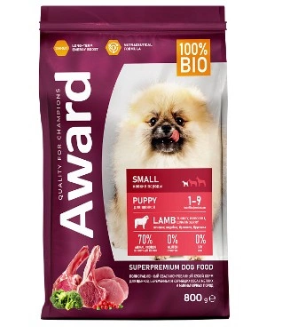 Корм Award Puppy для щенков с ягненком и индейкой (брокколи - брусника) 800г фото 1