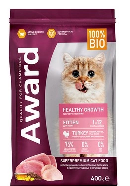 Корм Award Healthy Growth для котят с индейкой и курицей (рыбий жир и семена льна) 400 г фото 2