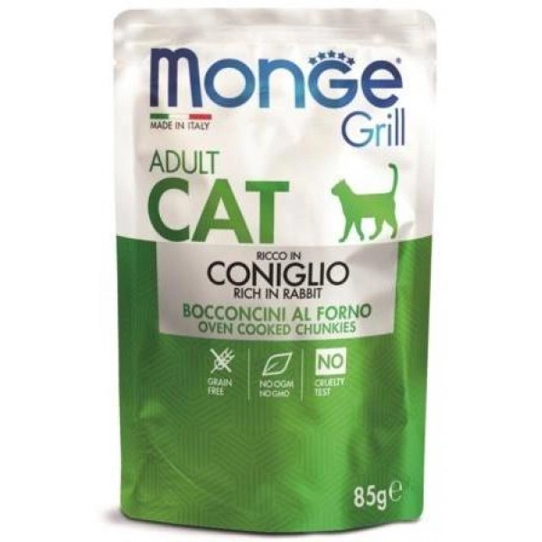 Консервы Monge Cat Grill Pouch для кошек с итальянским кроликом 85 г фото 1