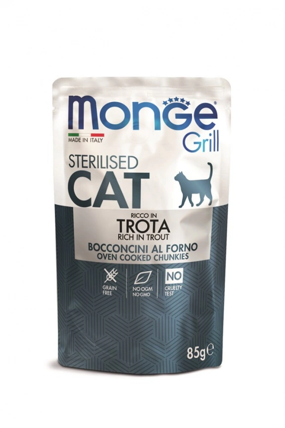 Консервы Monge Cat Grill Pouch для стерилизованных кошек с итальянской форелью 85 г фото 1