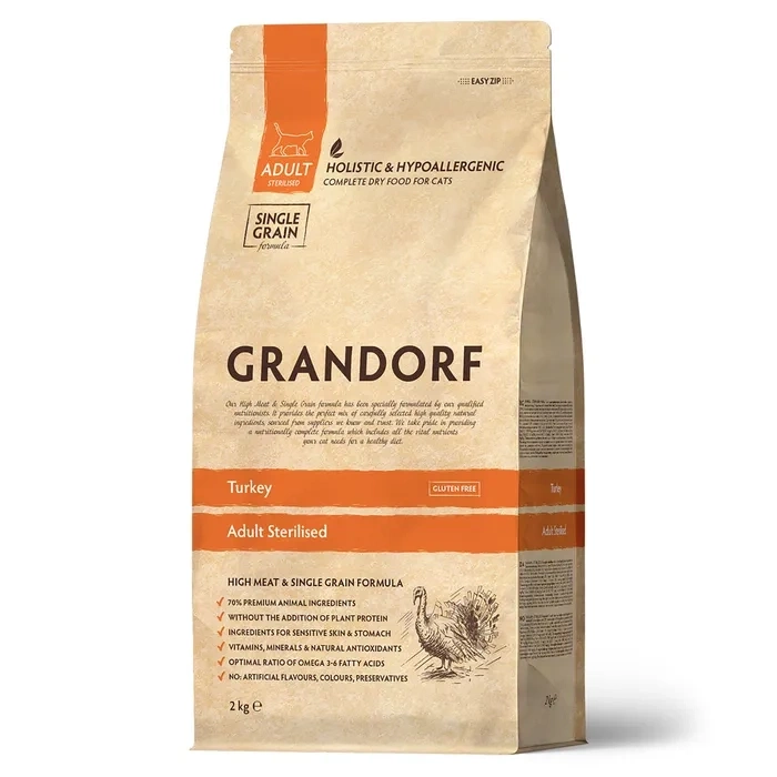 Корм Grandorf Holistic & Hypoallergenic для стерилизованых кошек с индейкой, 2 кг  фото 1