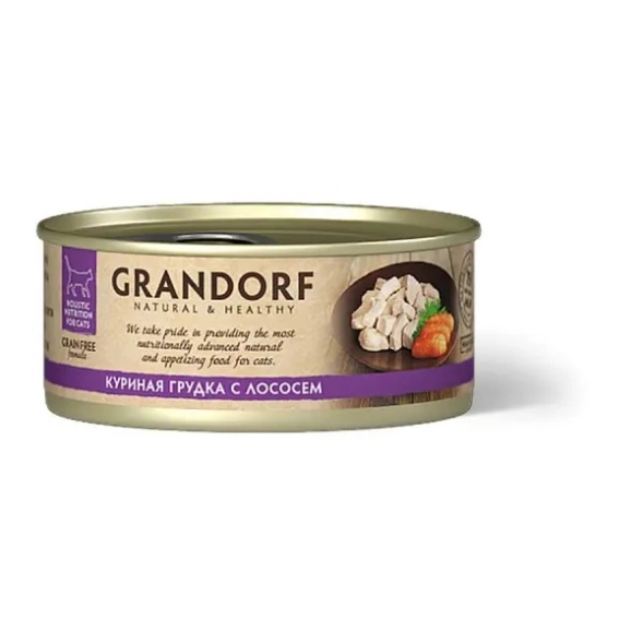 Корм Grandorf для кошек куриная грудка с лососем 70 г фото 1
