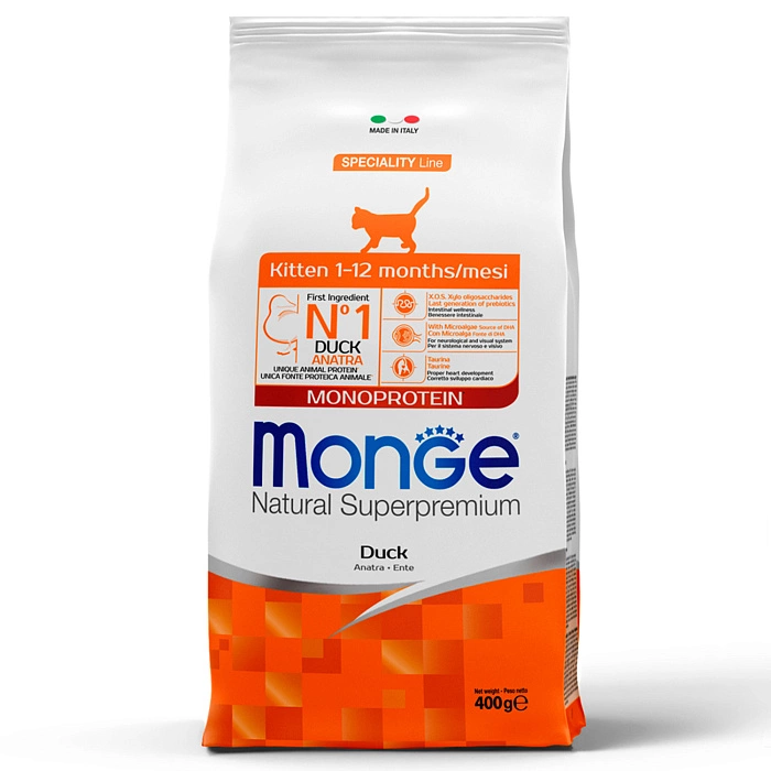 Корм Monge Kitten Monoprotein Duck для котят с уткой 400 г фото 2