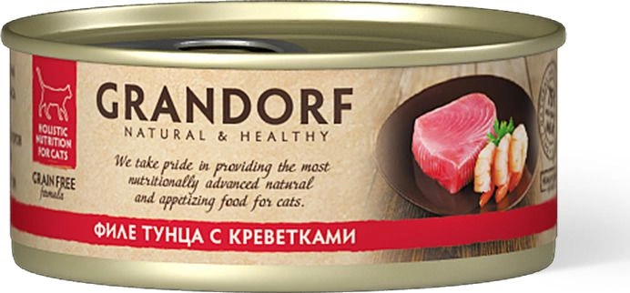Корм Grandorf для кошек филе тунца с креветками 70 г фото 1